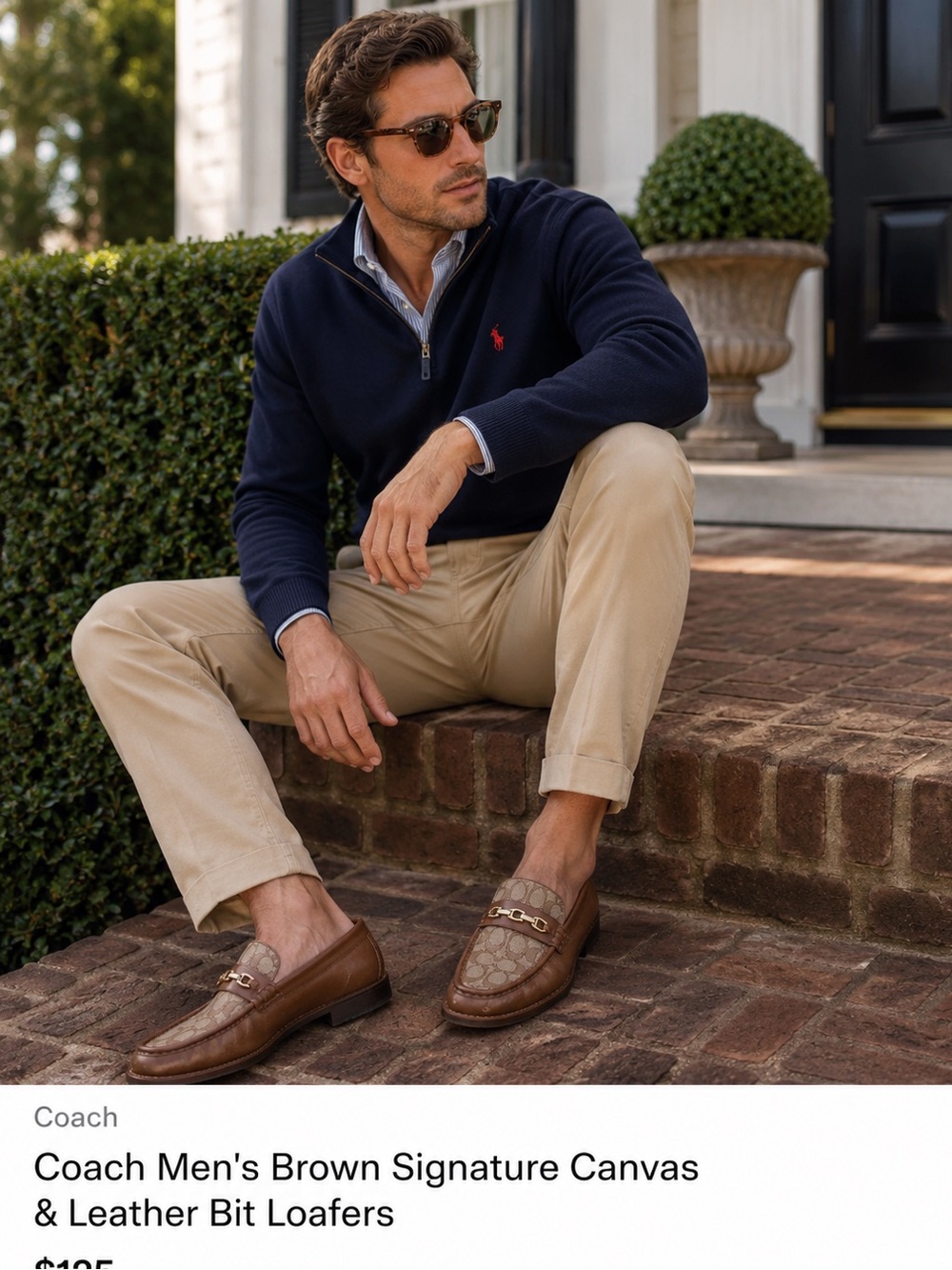 Coach Men’s Brown Signature Canvas & Leather Bit Loafers